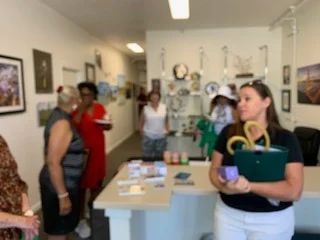 Artists and visitors gathered at Fairfield Arts gallery event in Fairfield CA.