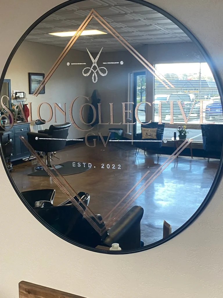 Modern salon interior with styling chairs at Salon Collective GV in Fairfield CA.
